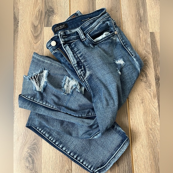 Judy Blue Jeans, Size 11 - destroyed distressed boyfriend fit - Picture 1 of 5